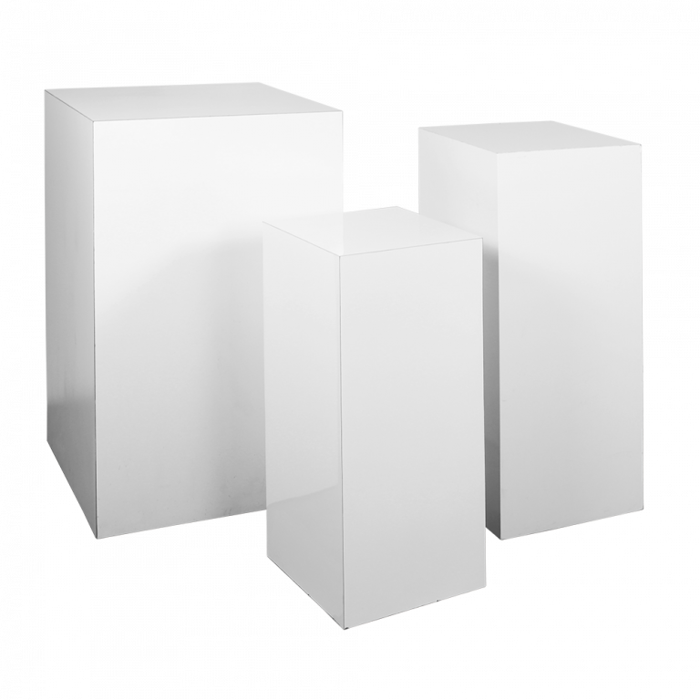 Square Pedestals White FWR Rental Haus   Square Pedestals White 768x768 