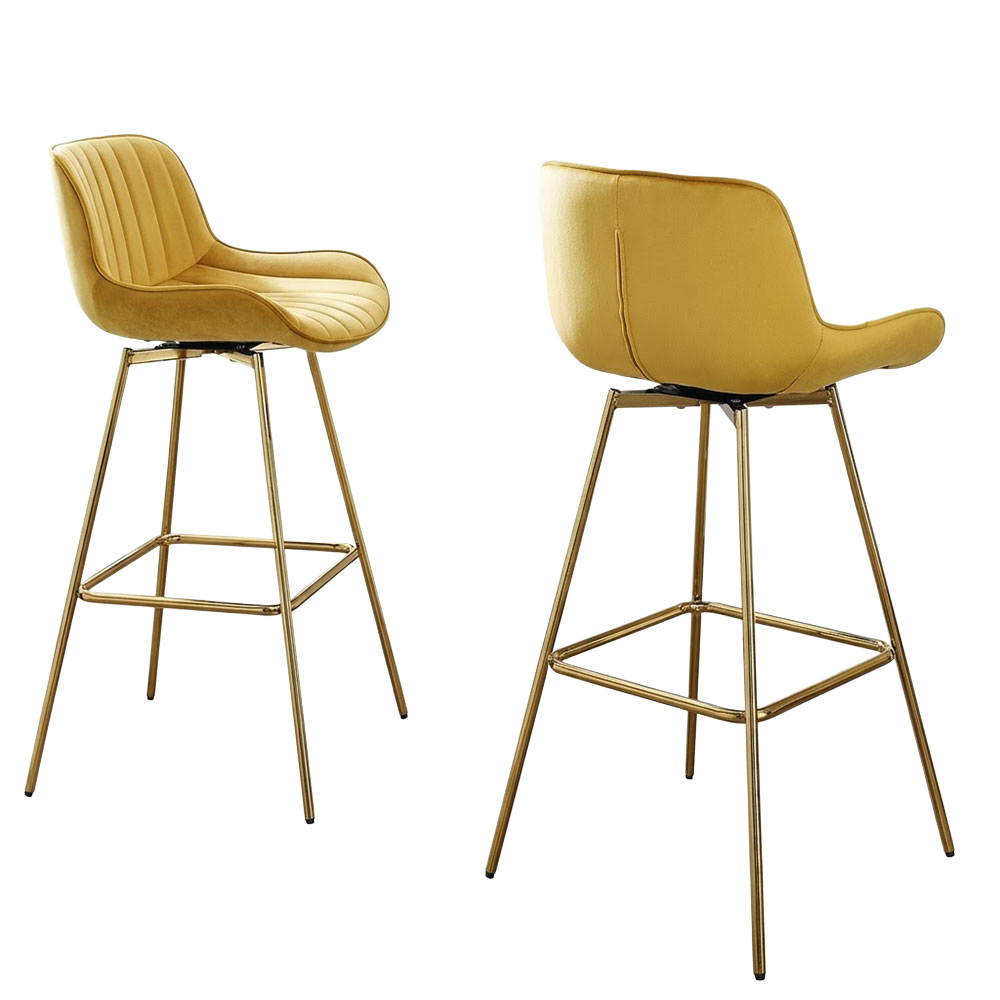 Elaine Barstool - Yellow Velvet - Image 2