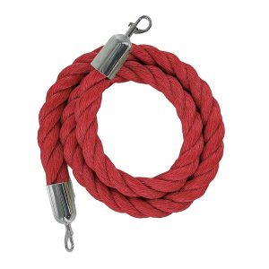 Stanchion Rope - 75" Red Braided W/ Silver