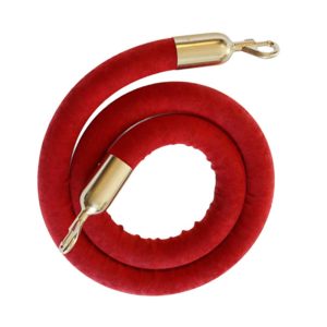 Stanchion Rope - 78" Red Velvet W/Gold Ends